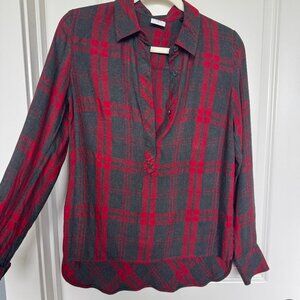 CAbi "Cunningham" red and grey flannel shirt. Size S
